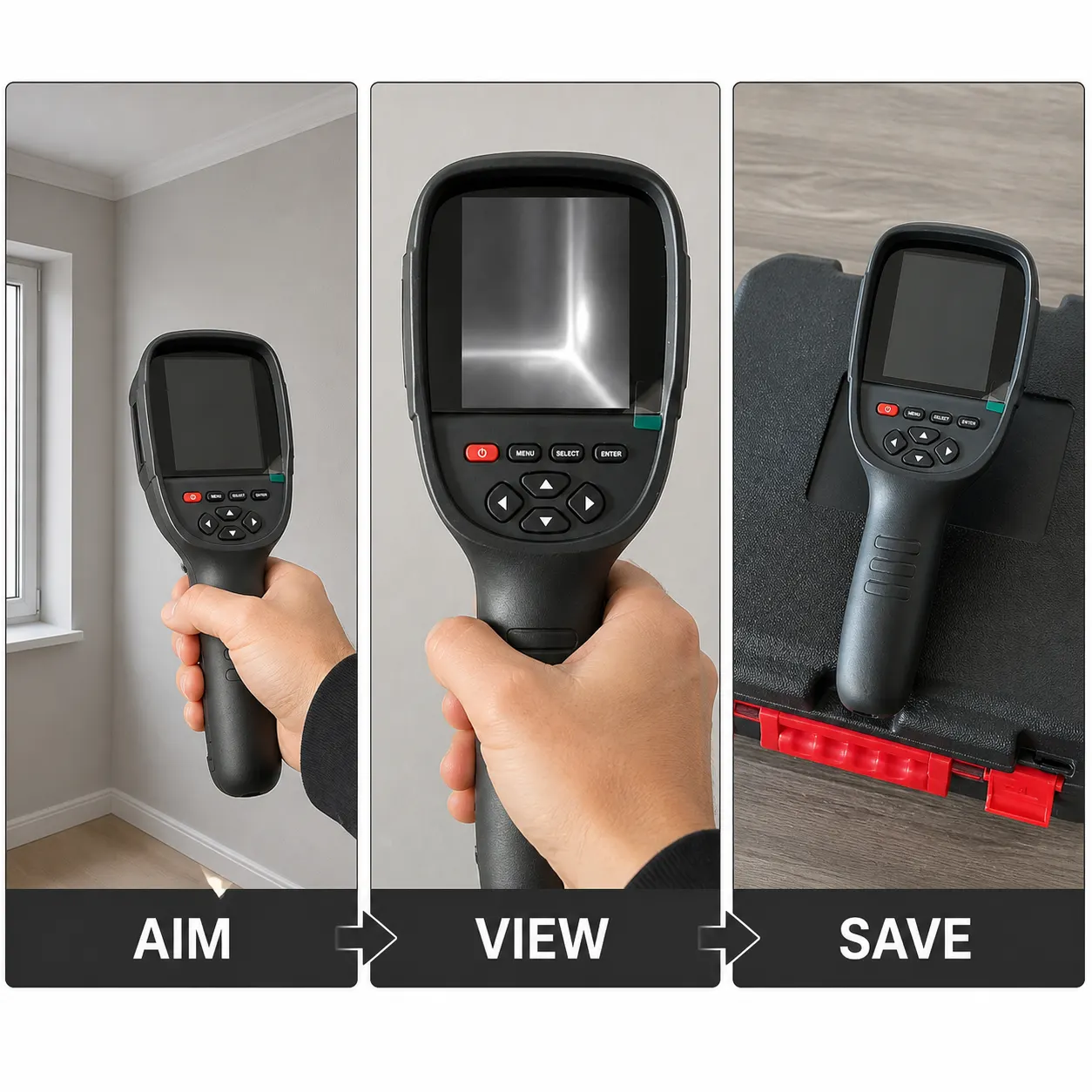 Thermal Imaging Camera setup and use views